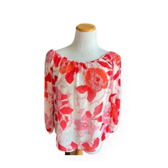Womens Guess by Marciano Floral Print 3/4 Sleeve Flowy Top - Sz XS - Picture 1 of 1